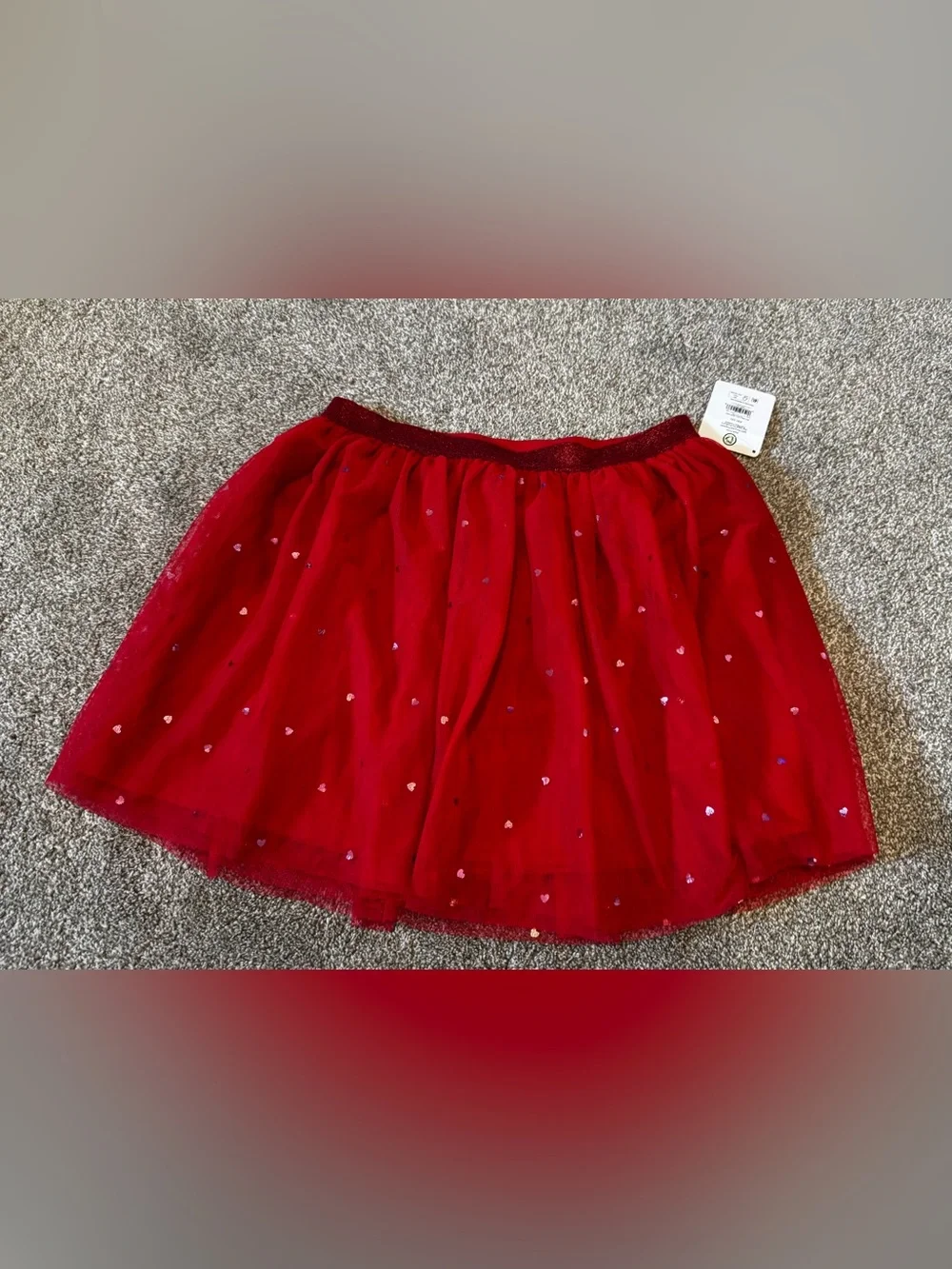 Celebrate Valentine’s Day Red cupcake skirt Girls XXL (18) Metallic hearts